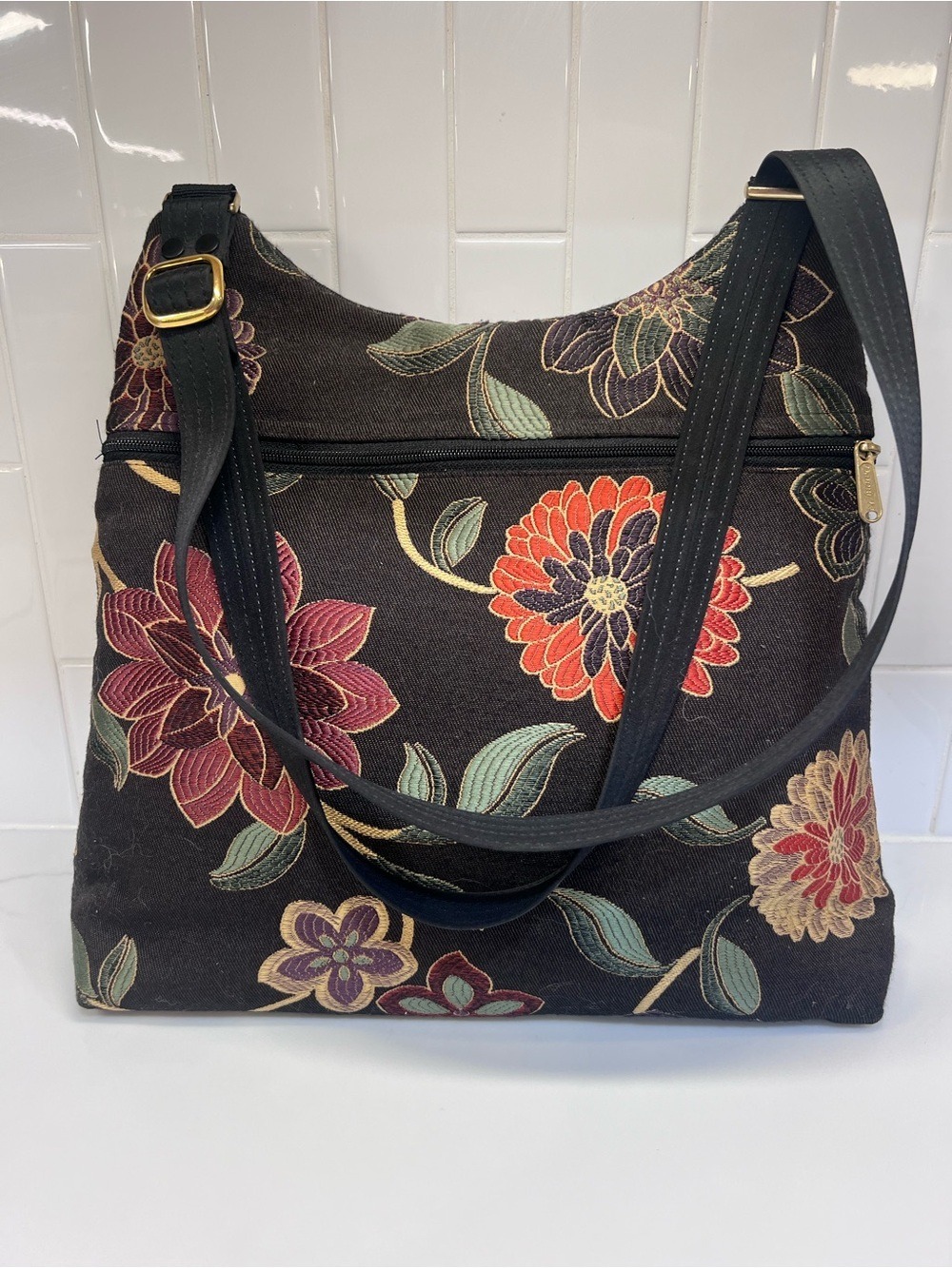 Danny K Floral Tapestry Shoulder Bag Crossbody w/Adjustable Strap Made In USA